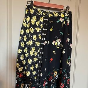 Silk Floral Midi Skirt